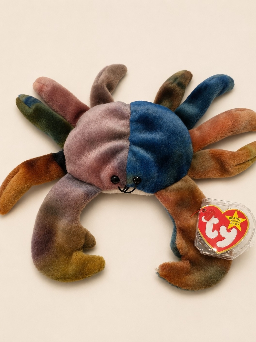 Ty Beanie Baby Claude Crab 1996 Tie Dye Multicolor Vintage 90s Kid Plush Retro